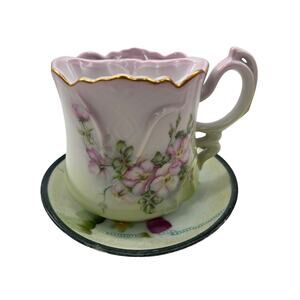 Nippon Porcelain Antique Men's Shaving Cup and Saucer Vanity Set